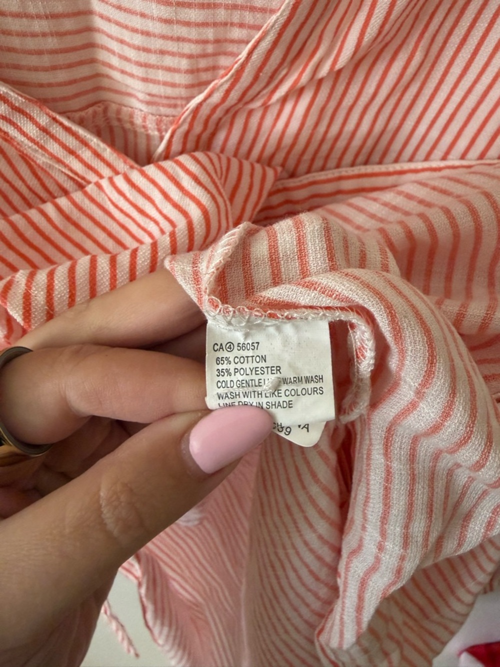 Petal & Pup Coral and White Striped Oversized Shirt - Picture 5 of 7